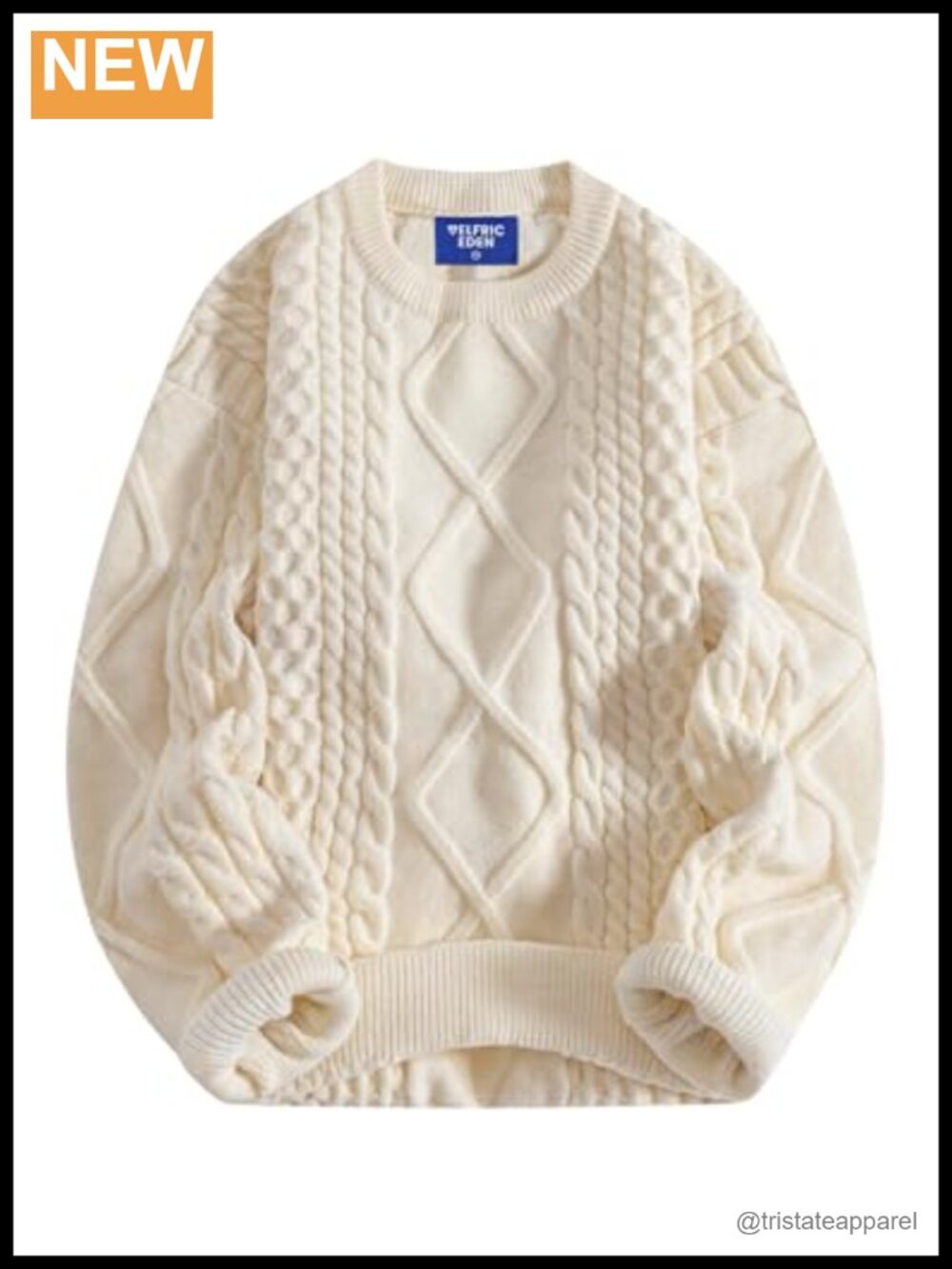 Oversized Knit Pullover Sweater Crewneck Long Sleeve Woven Vintage